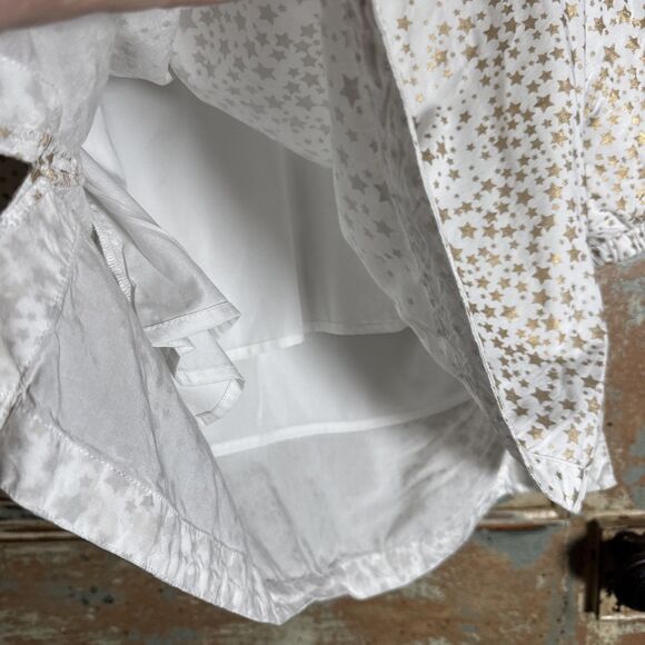 Emily McCarthy M White Top Gold Stars Elbow Length Sleeves - Picture 5 of 10